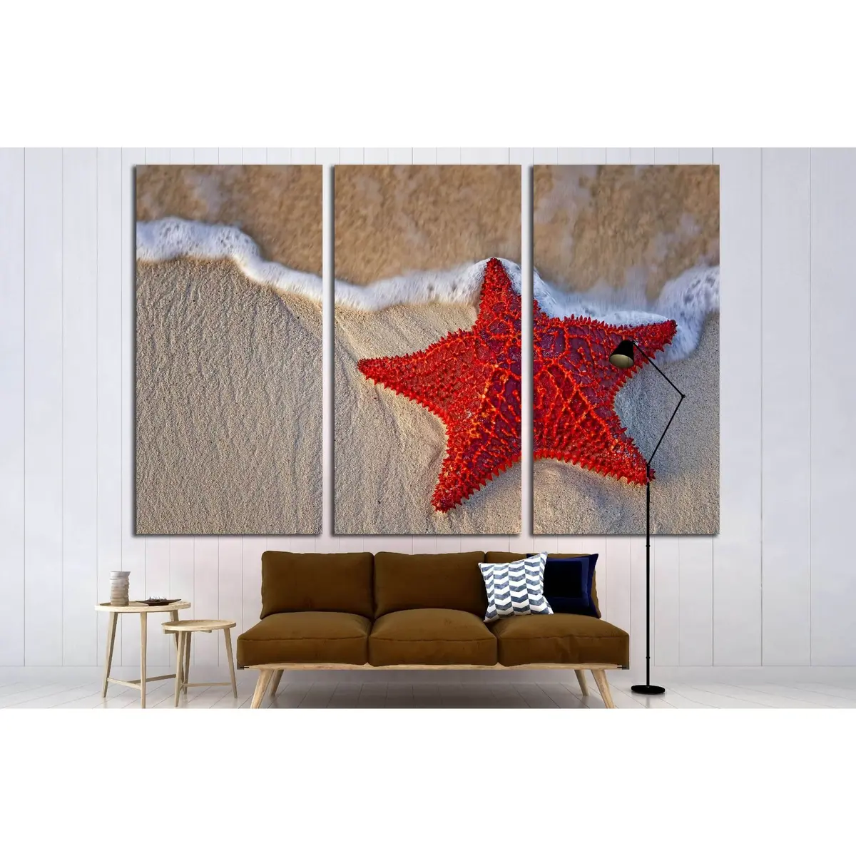 Bahama Starfish On The Beach With Incoming Waves From The Ocean №3027 Ready To Hang Canvas Print 5