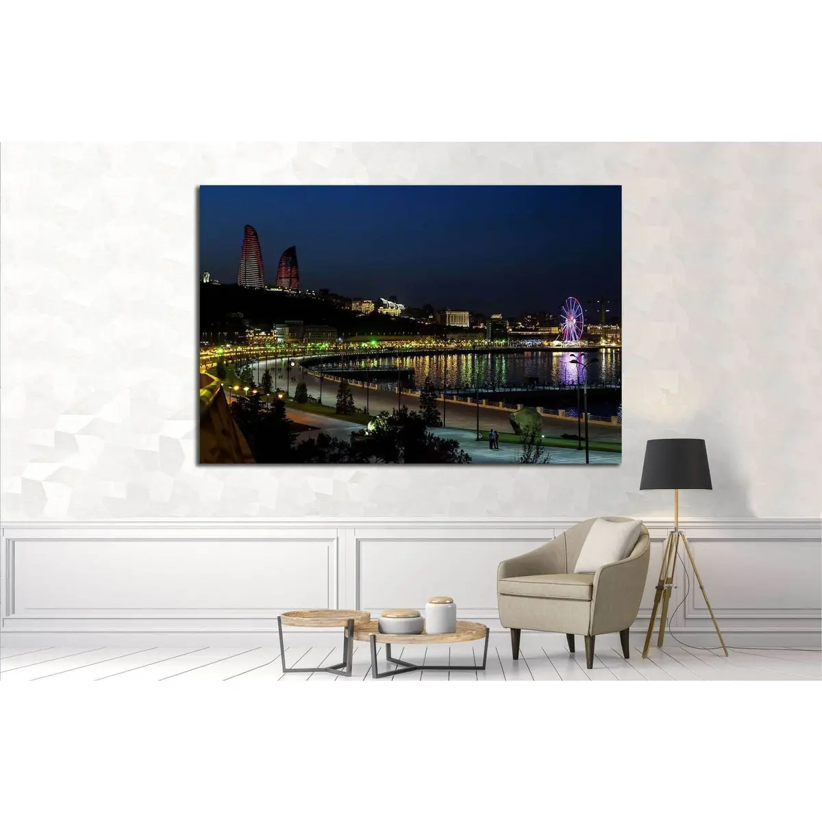 Baku Night Old City №1569 Ready To Hang Canvas Print 2