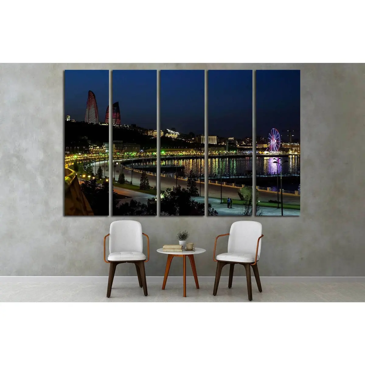 Baku Old City Night Scene Canvas Art Print #1569 - Image 3
