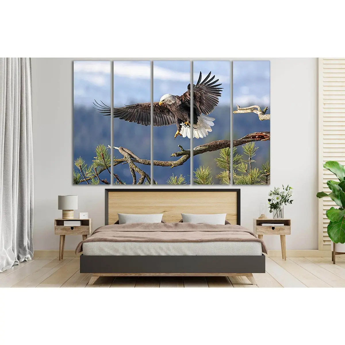 Bald Eagle Catching a Fish Canvas Wall Art – SL1052, Ready-to-Hang Decor