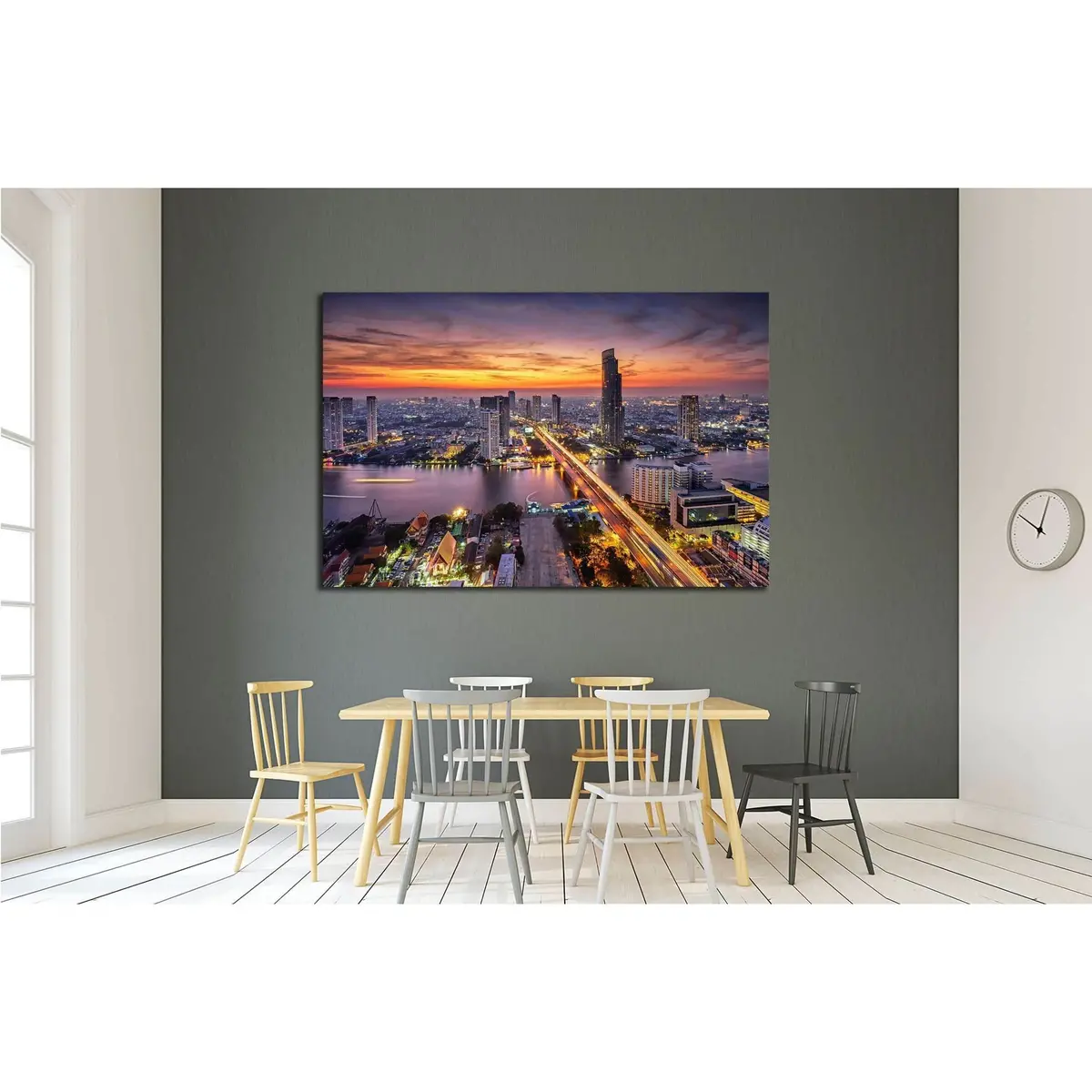 Bangkok City At Sunset (Taksin Bridge) №2284 Ready To Hang Canvas Print 3