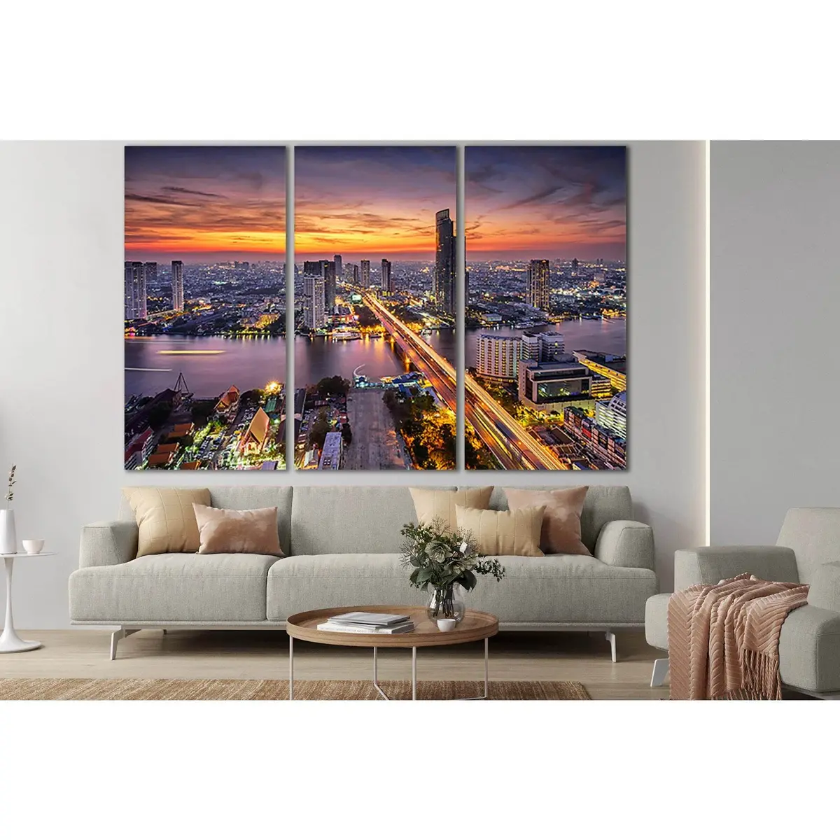 Bangkok City At Sunset Taksin Bridge №Sl375 Ready To Hang Canvas Print 5