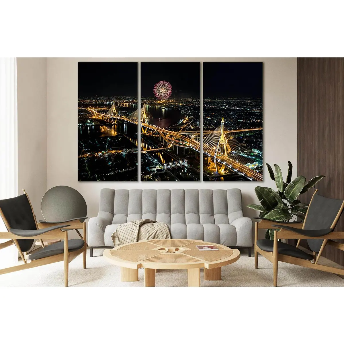Bangkok Fireworks Night Cityscape №Sl360 Ready To Hang Canvas Print 5