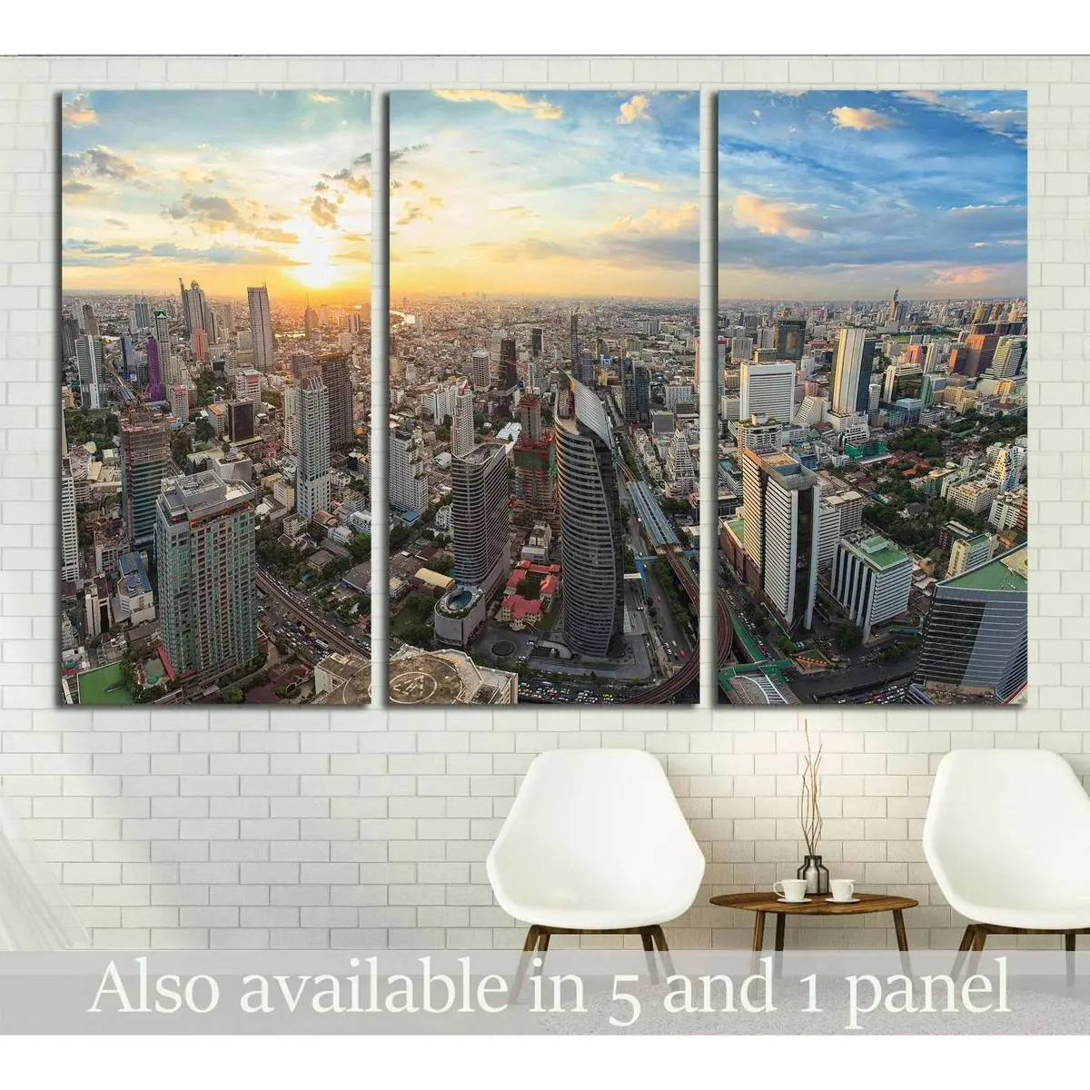 Bangkok Panorama, Cityscape Sunset View №2292 Ready To Hang Canvas Print 5