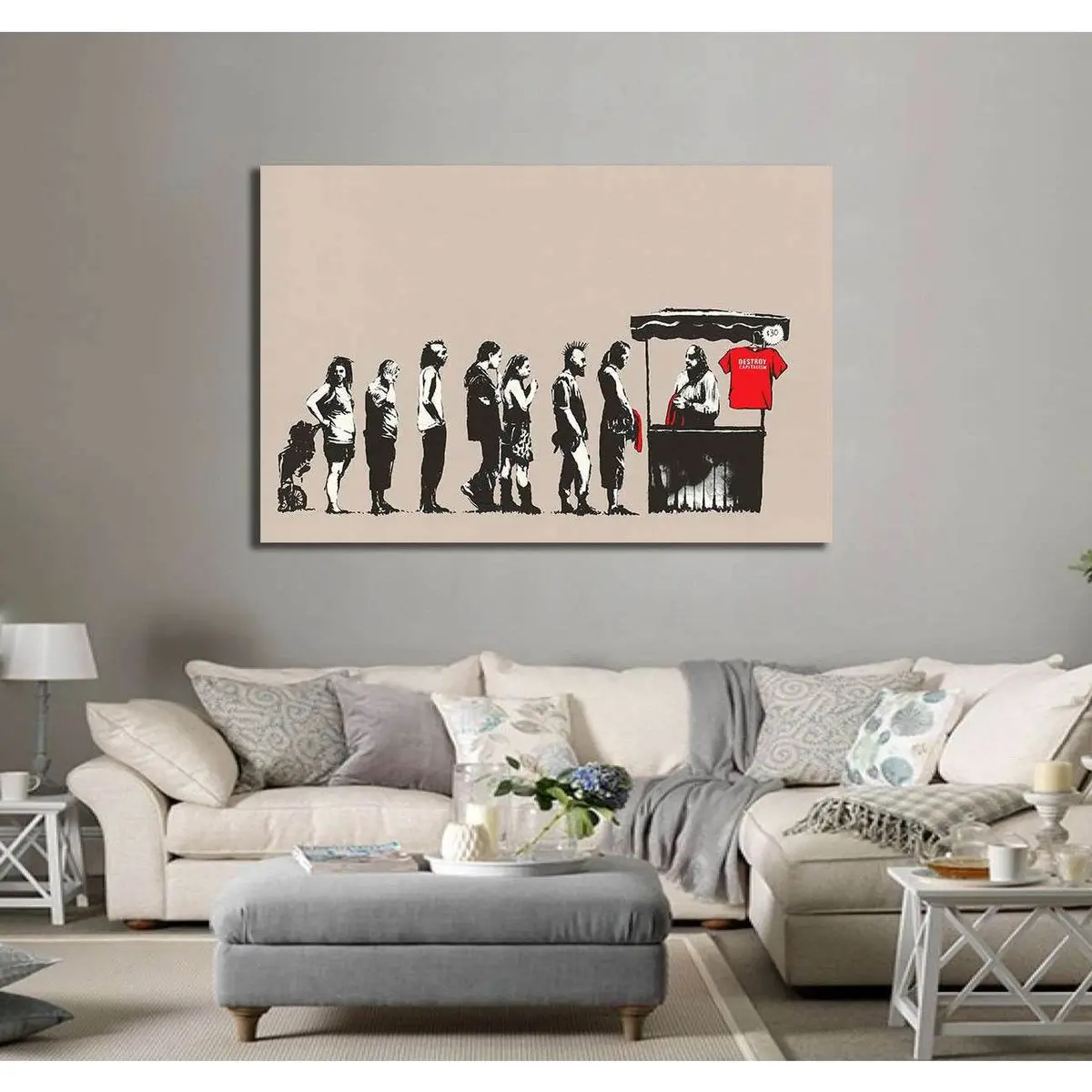 Banksy Festival Destroy Capitalism - Canvas Print 3