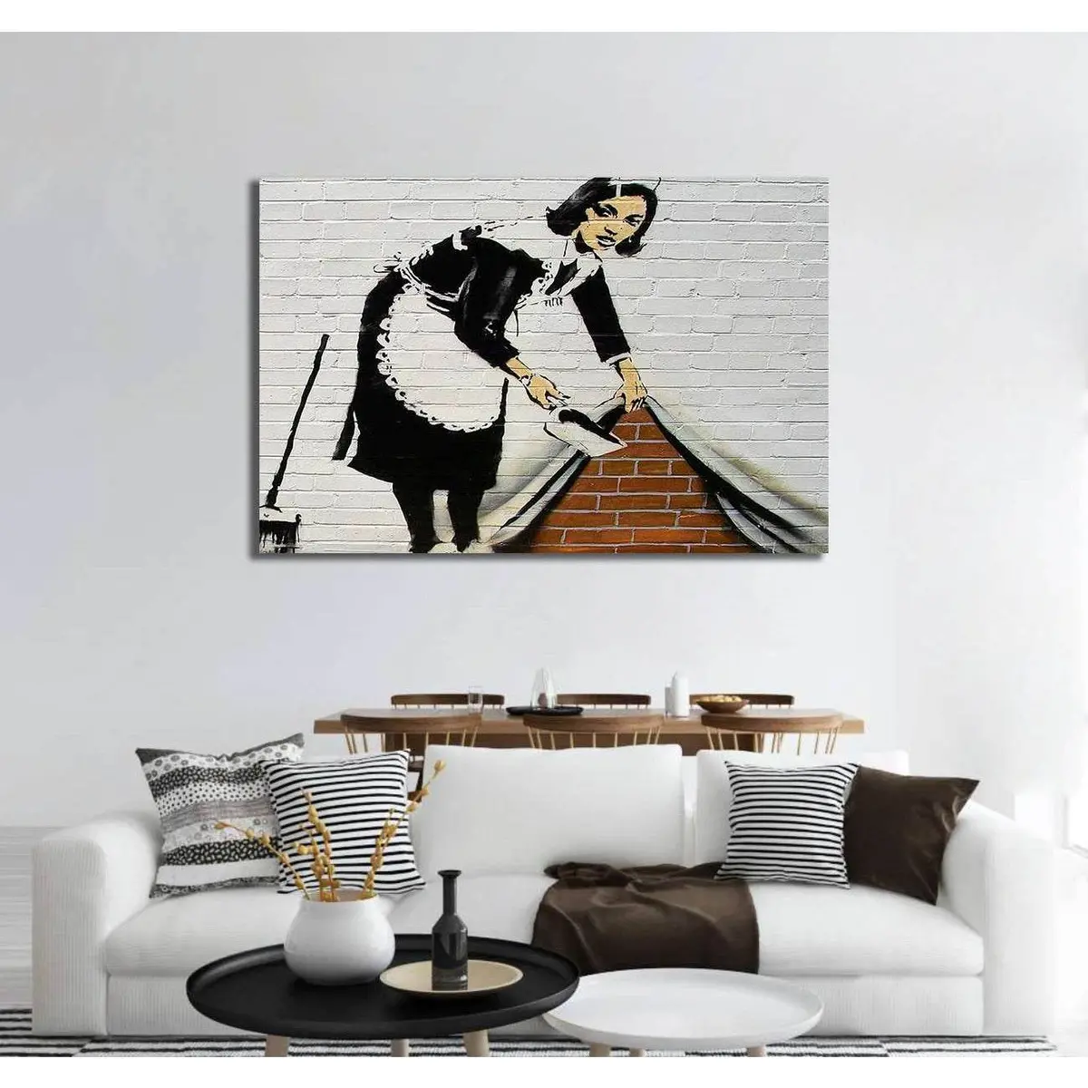 Banksy French Maid Sweeping - Ready To Hang Canvas Print 2
