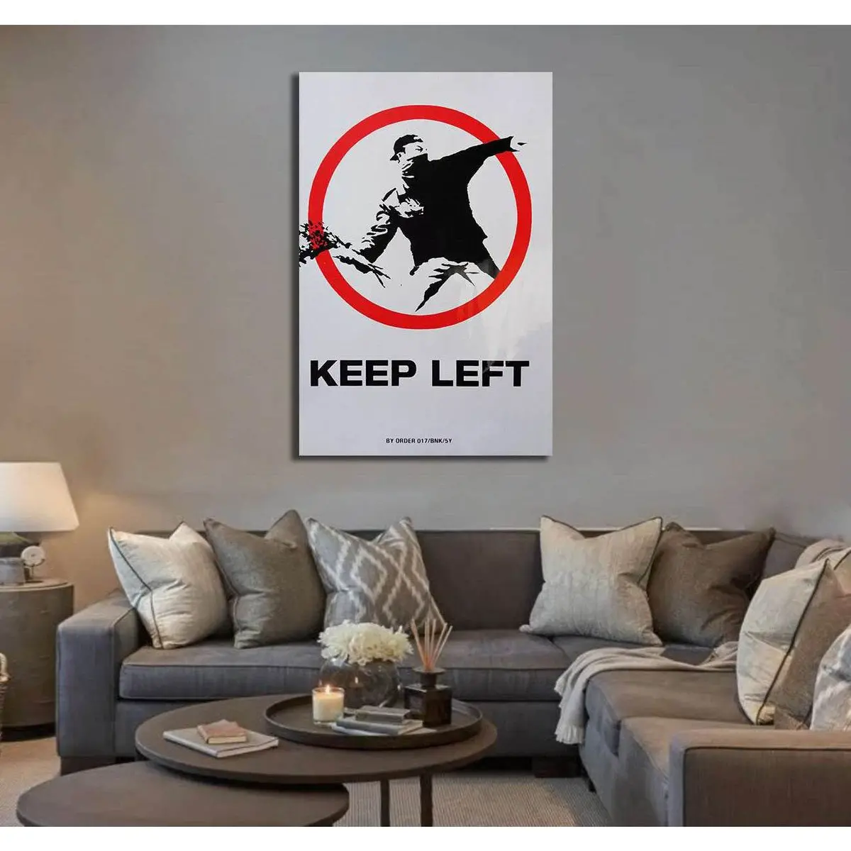Banksy Keep Left - Ready To Hang Canvas Print 3