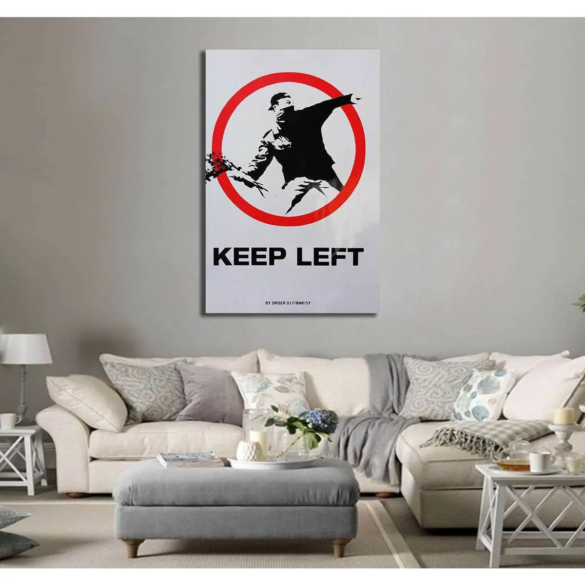 Banksy Keep Left - Ready To Hang Canvas Print 2