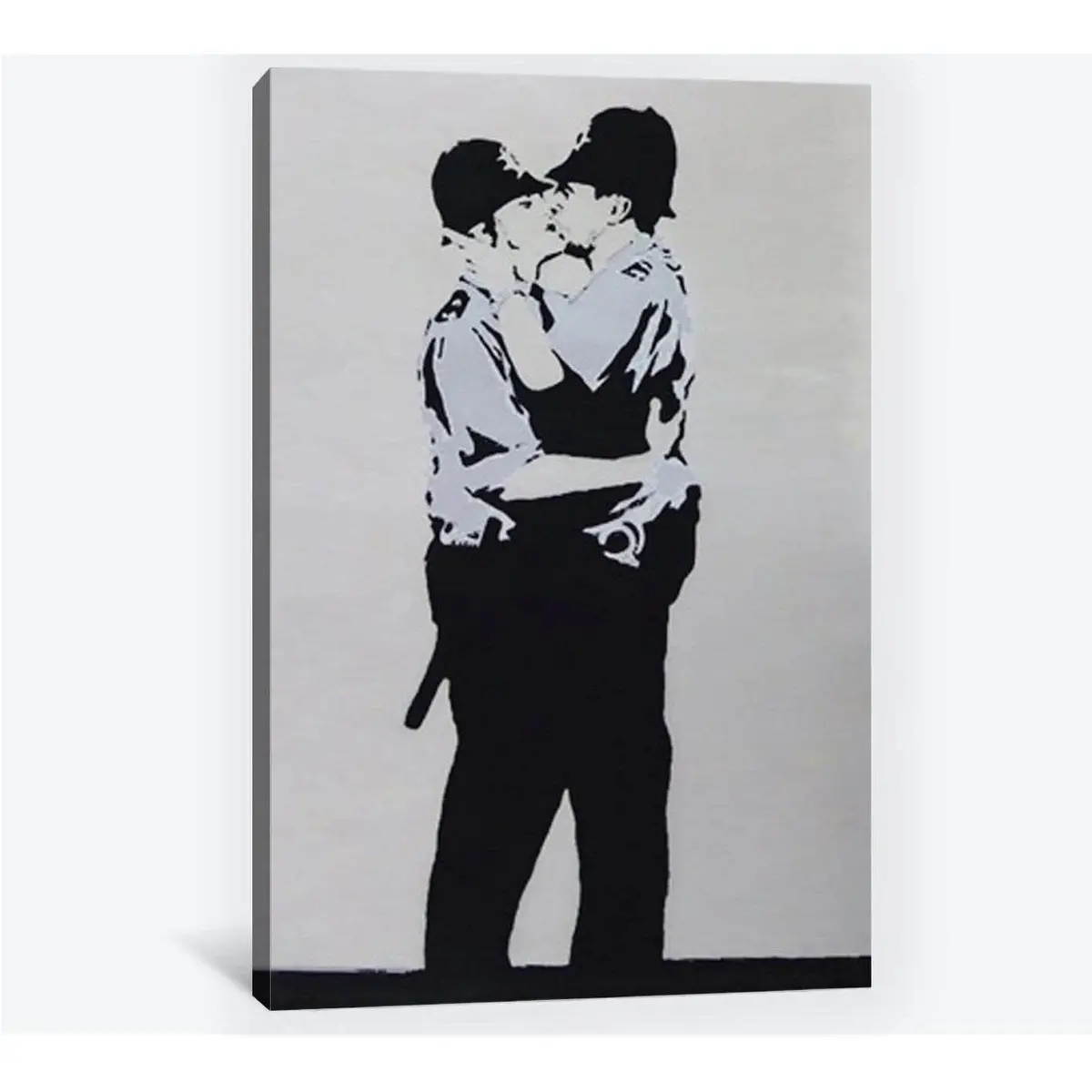 Banksy Two Policemen Kissing - Ready To Hang Canvas Print 1