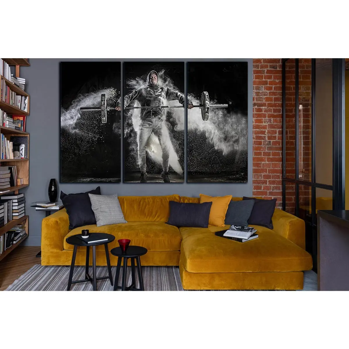 Barbell Man On Black Background №Sl937 Ready To Hang Canvas Print 5