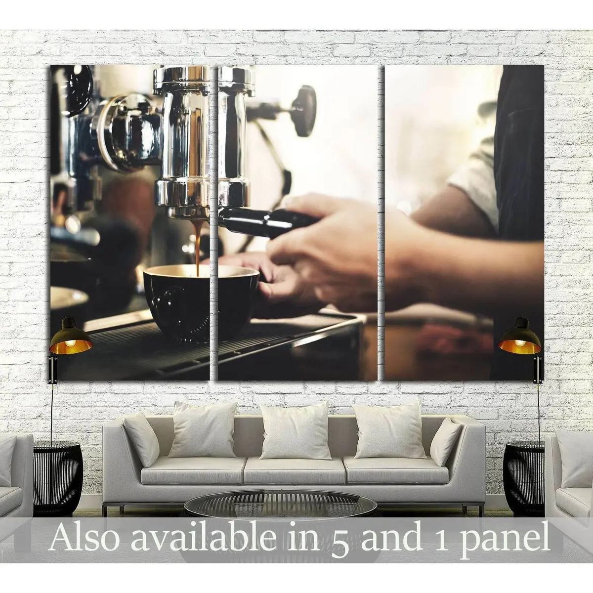 Barista Cafe Making Coffee №1448 Ready To Hang Canvas Print 5