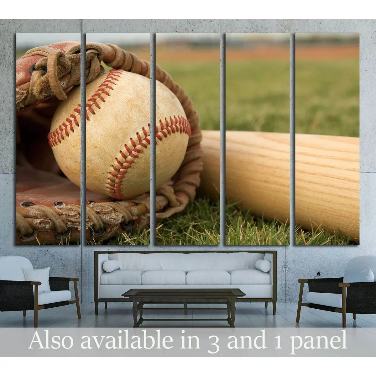 Baseball Glove and Bat Canvas Wall Art №2115 – Ready to Hang