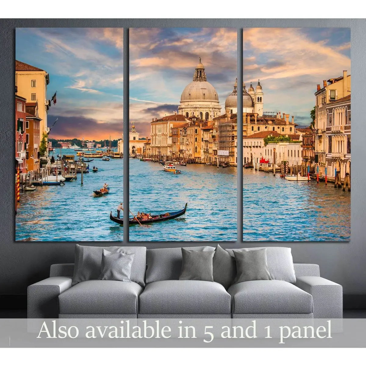 Basilica Di Santa Maria Della Salute In Golden Evening Light At Sunset In Venice, Italy №2990 Ready To Hang Canvas Print 5