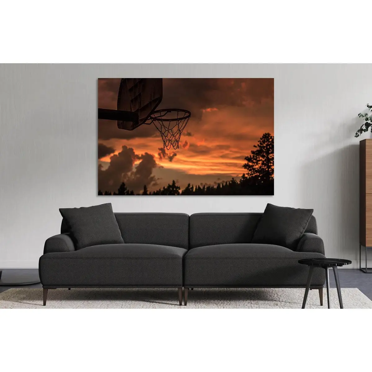 Basketball Hoop At Sunset №D2029 Ready To Hang Canvas Print 1
