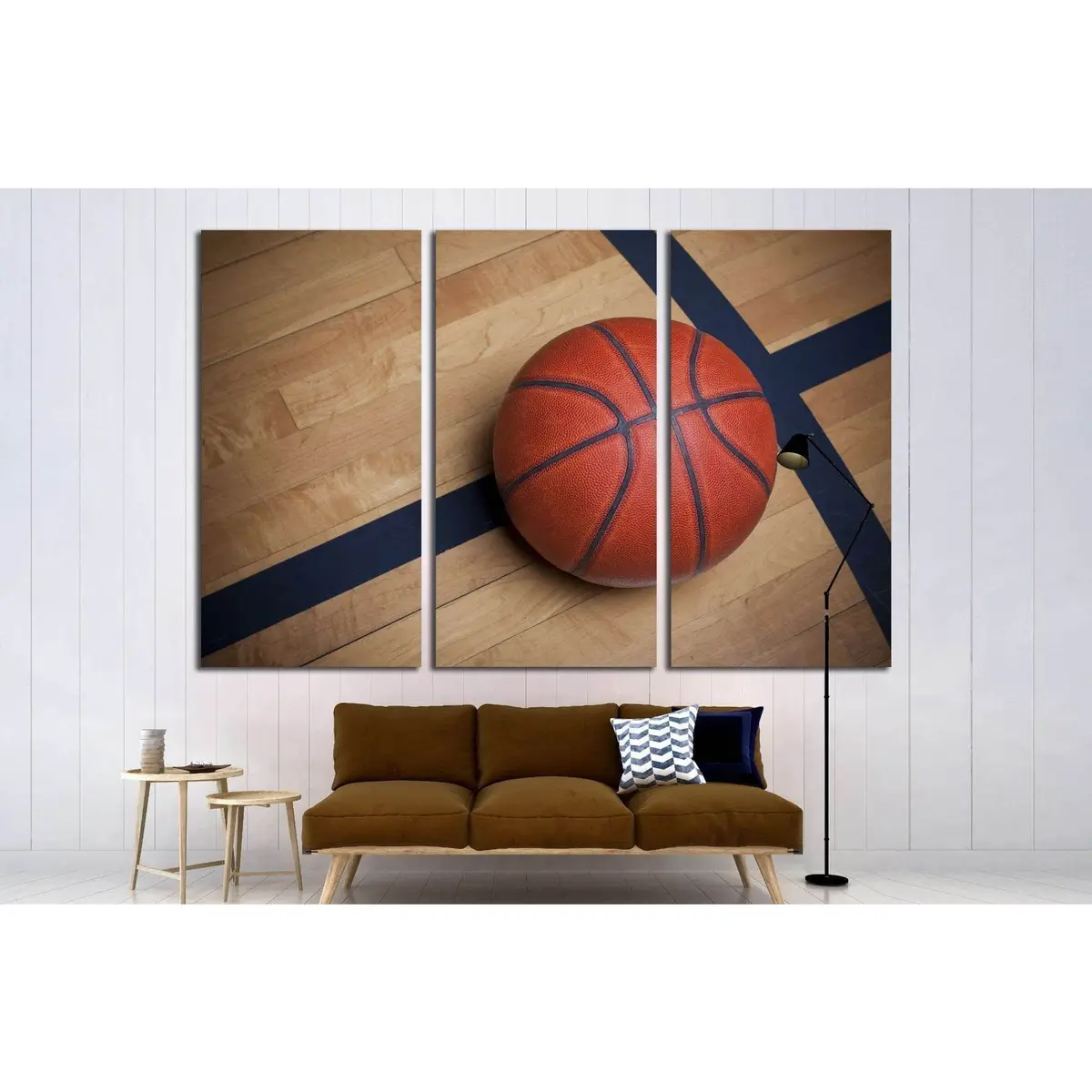 Basketball On A Basketball Court №2119 Ready To Hang Canvas Print 5