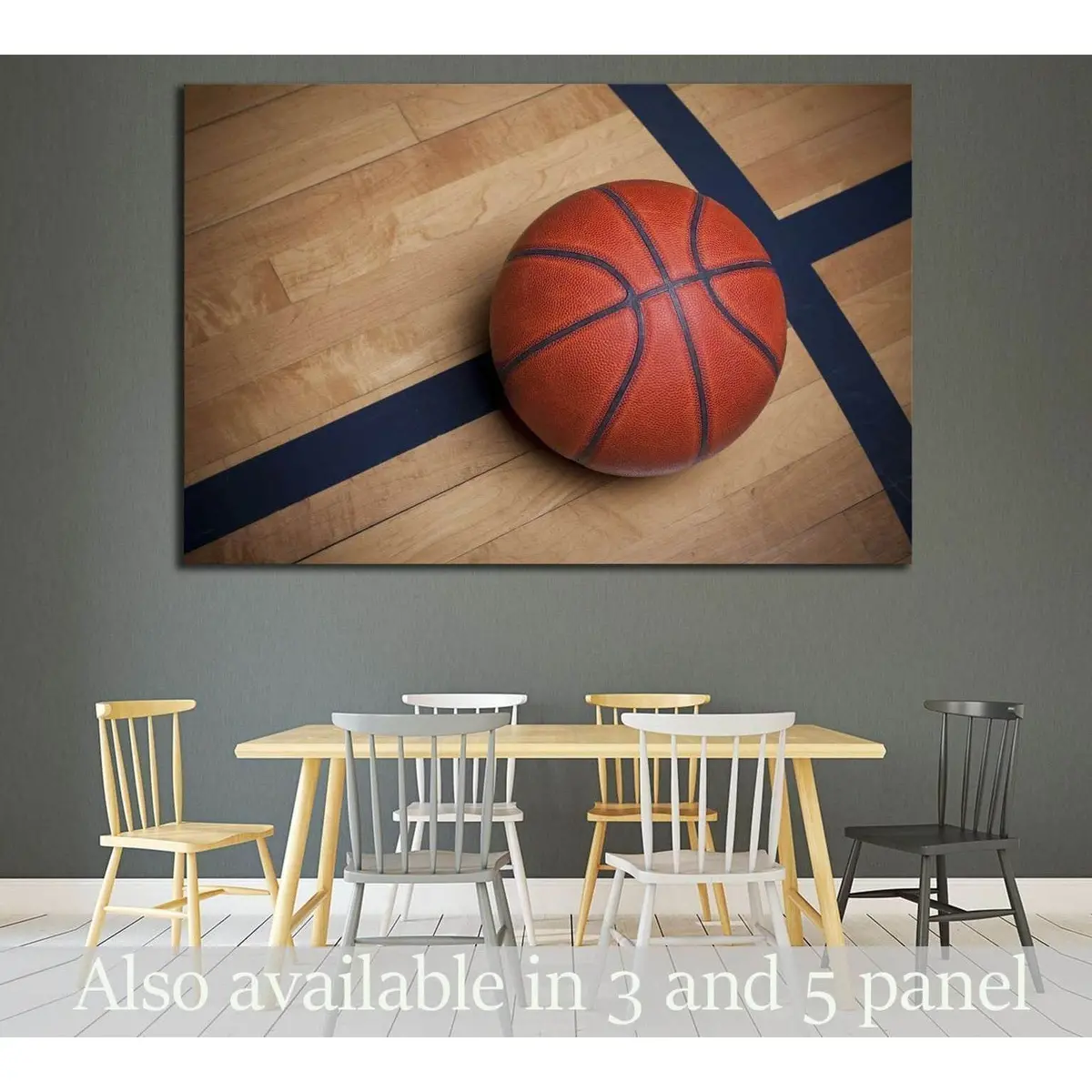 Basketball On A Basketball Court №2119 Ready To Hang Canvas Print 1