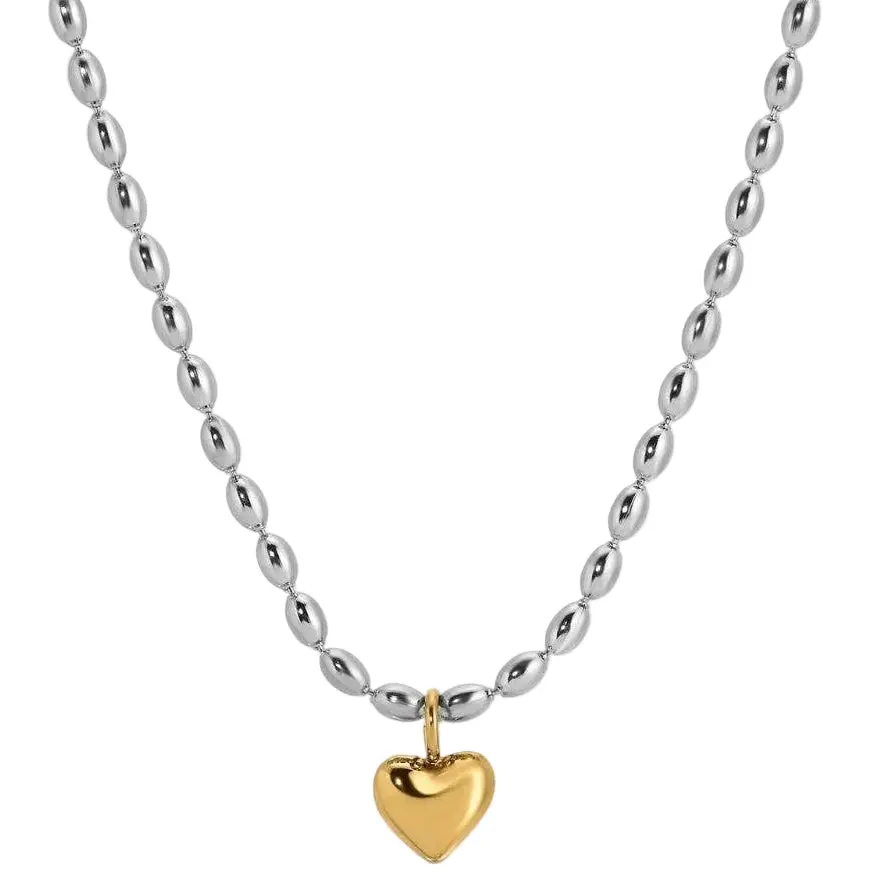 Splendid Iris Stainless Steel & Gold Petite Heart Pendant Necklace 1