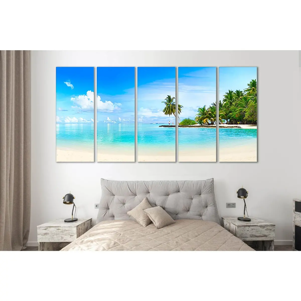 Coastal Beach Scene with Turquoise Ocean – Ready-to-Hang Canvas Wall Art (SL61) - Image 3