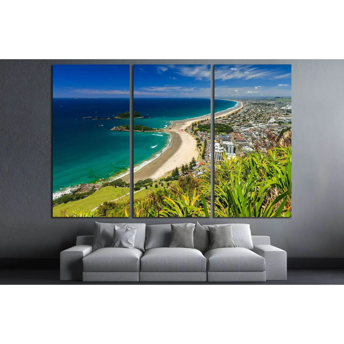 Beach With Blue Sky Landscape, Tauranga City, North Island, New Zealand №2847 Ready To Hang Canvas Print 5