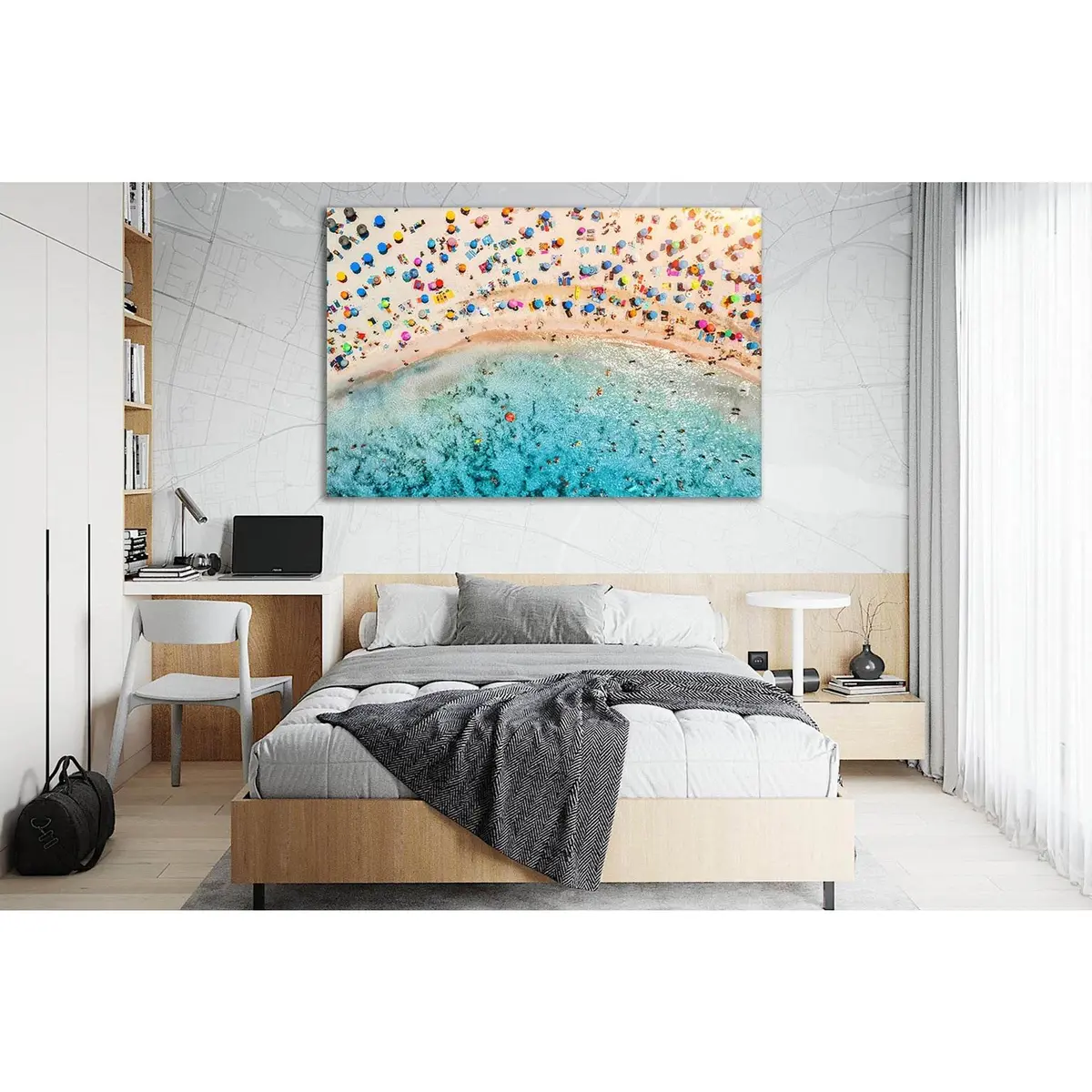 Beach With Colorful Umbrellas №Sl145 Ready To Hang Canvas Print 1