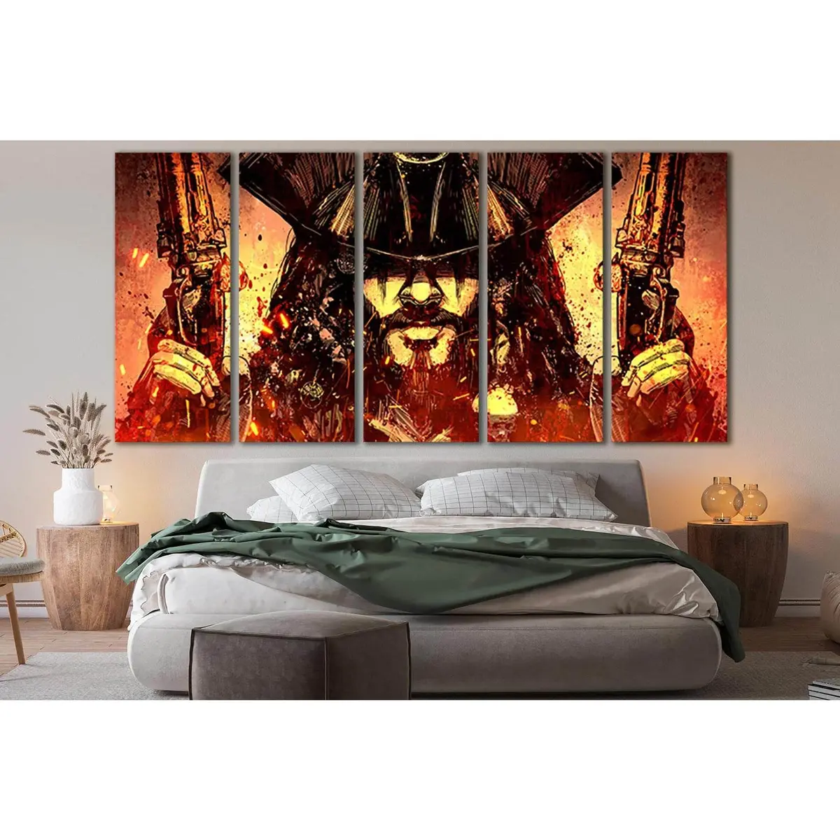 Bearded Pirate Holding Two Pistols Wall Art – Ready-to-Hang Canvas Print (SL1251) - Image 3