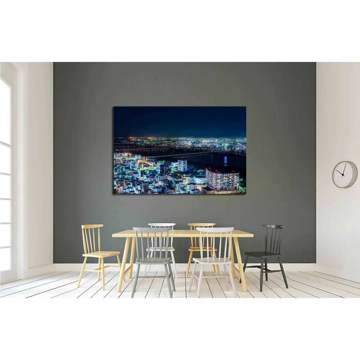 Beautiful Aerial Night View Of Osaka Cityscape, Japan. №2965 Ready To Hang Canvas Print 3