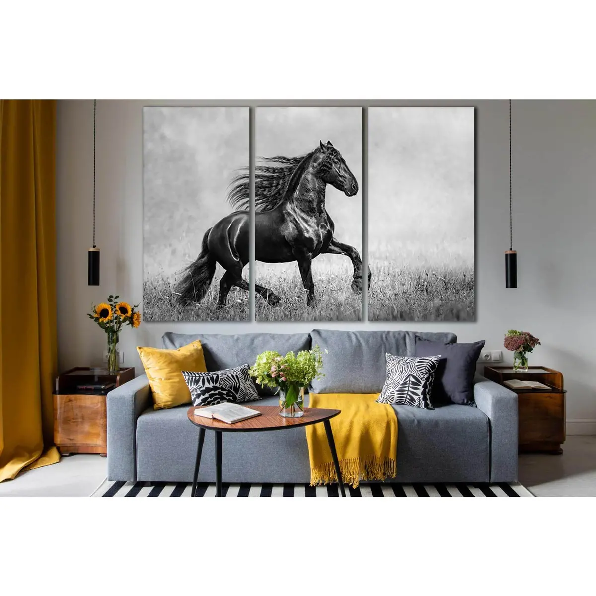 Beautiful Black Horse Black And White №Sl858 Ready To Hang Canvas Print 5