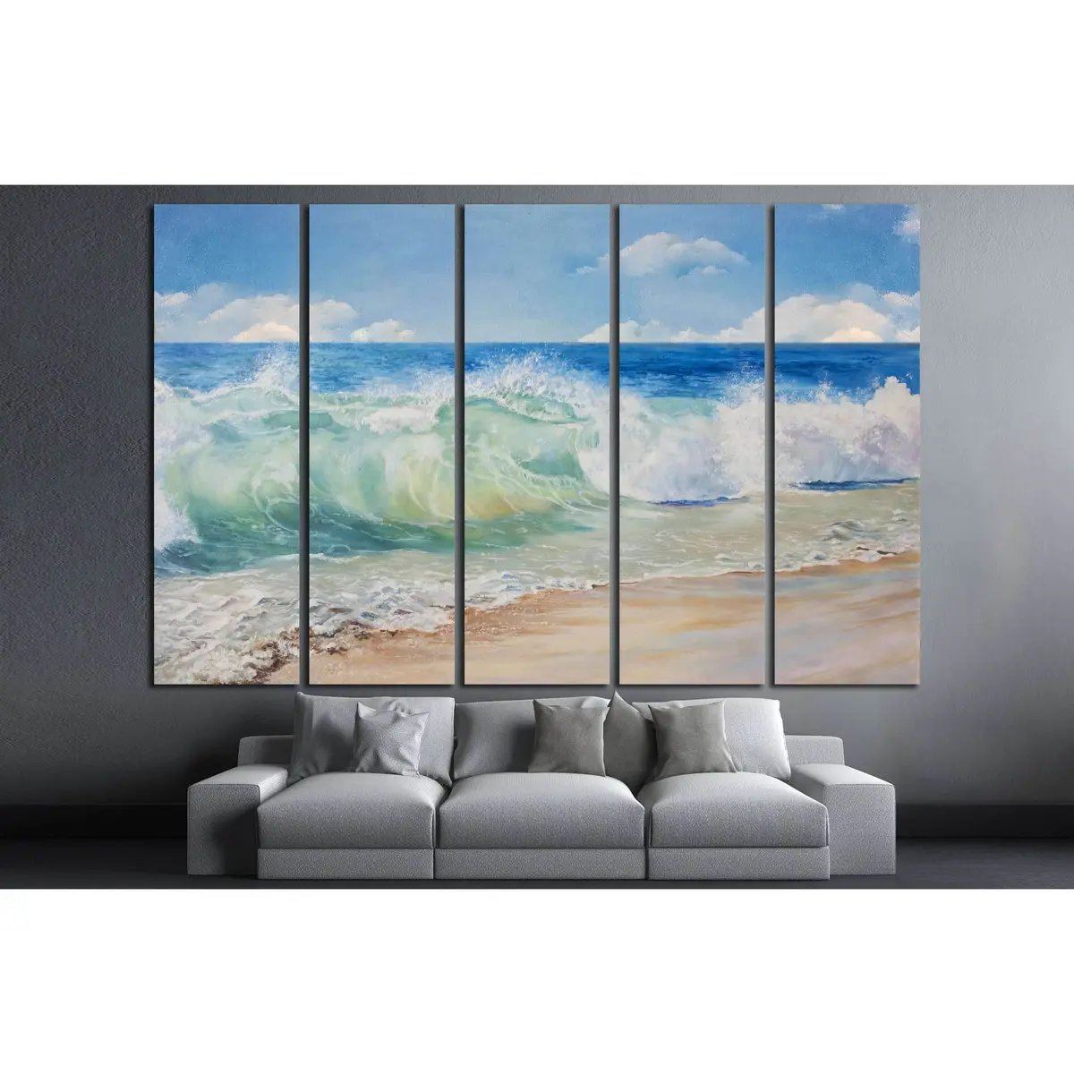 Tropical Blue Sea and Beach Canvas Wall Art – Ready-to-Hang Print #3151 - Image 3