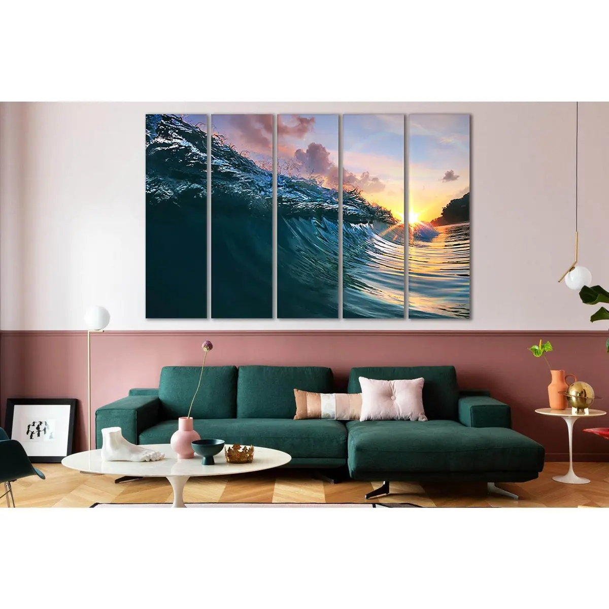 Serene Blue Ocean Wave Canvas Art – Pre-Stretched, Ready-to-Hang Wall Decor (SL55)