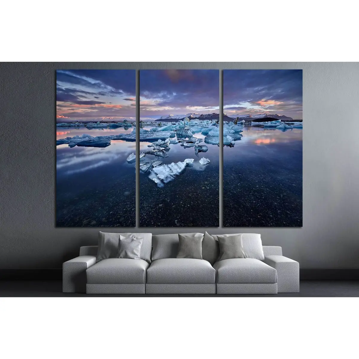 Beautiful Cold Landscape Picture Of Icelandic Glacier Lagoon Bay, Iceland №3120 Ready To Hang Canvas Print 5