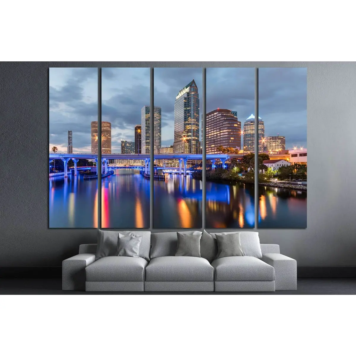 Downtown Tampa, FL Twilight Canvas Art Print №1220 – Ready to Hang - Image 3