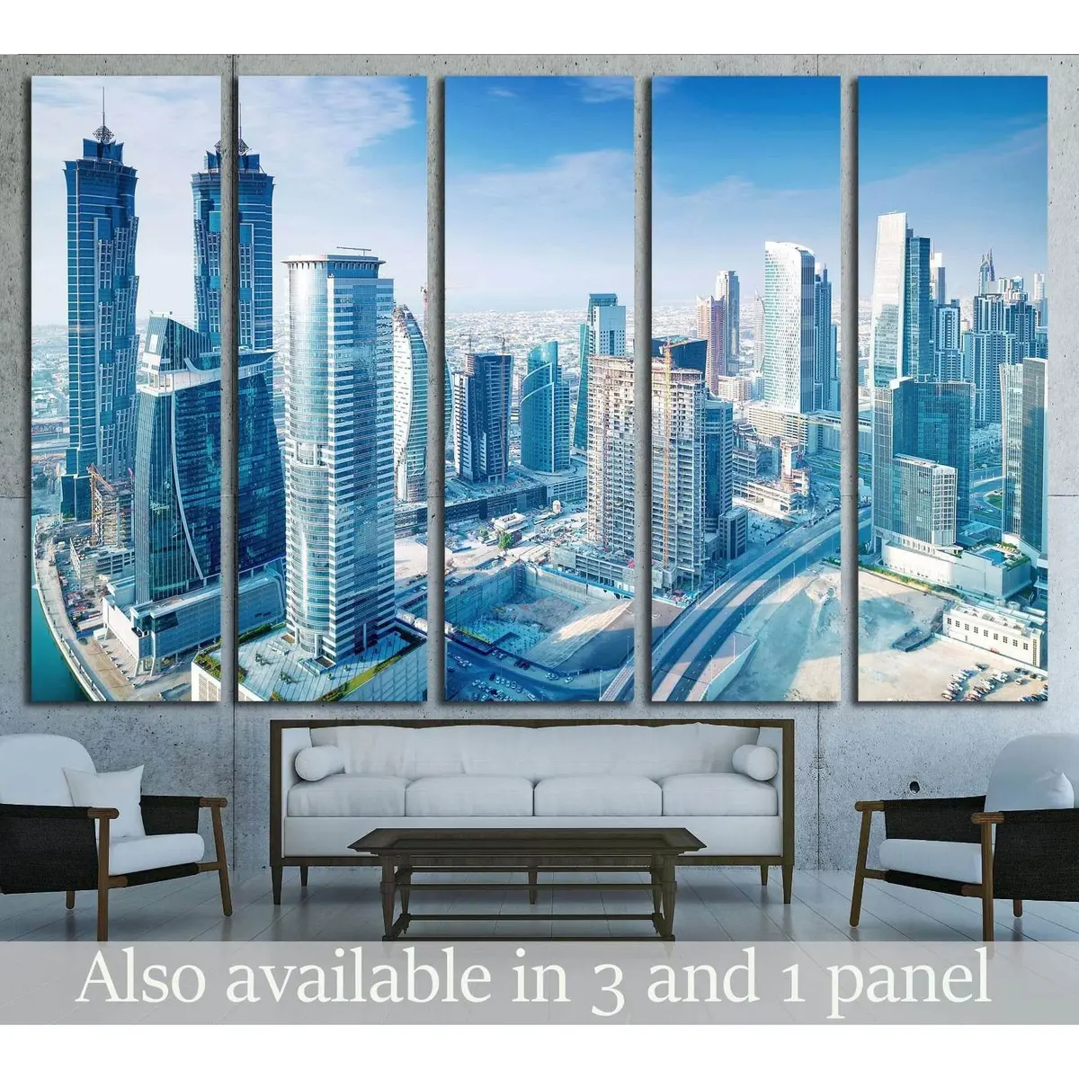 Stunning Aerial View of Dubai's Modern Skyline – UAE Cityscape Canvas Wall Art Print