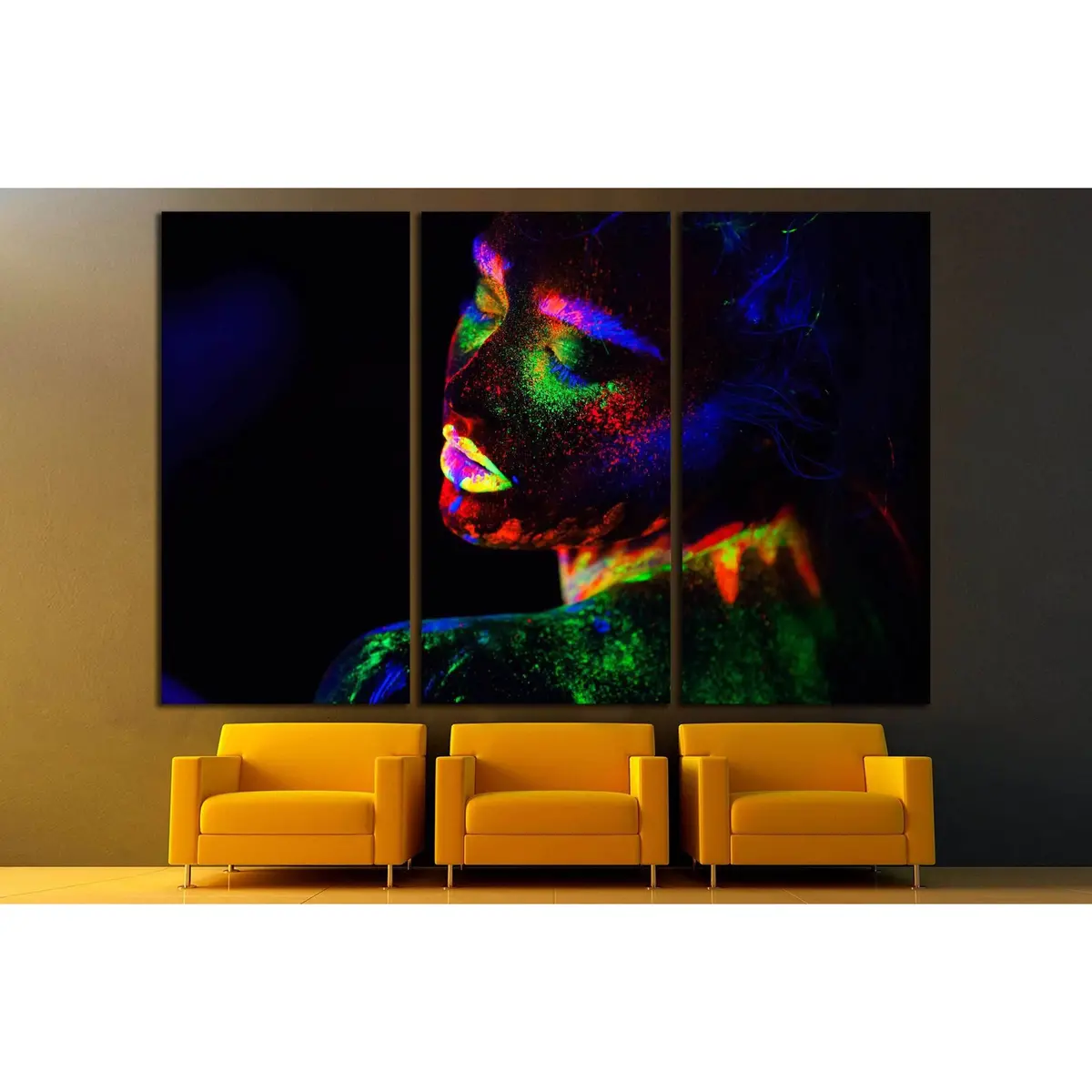Beautiful Extraterrestrial Model Woman In Neon Light. №2759 Ready To Hang Canvas Print 5