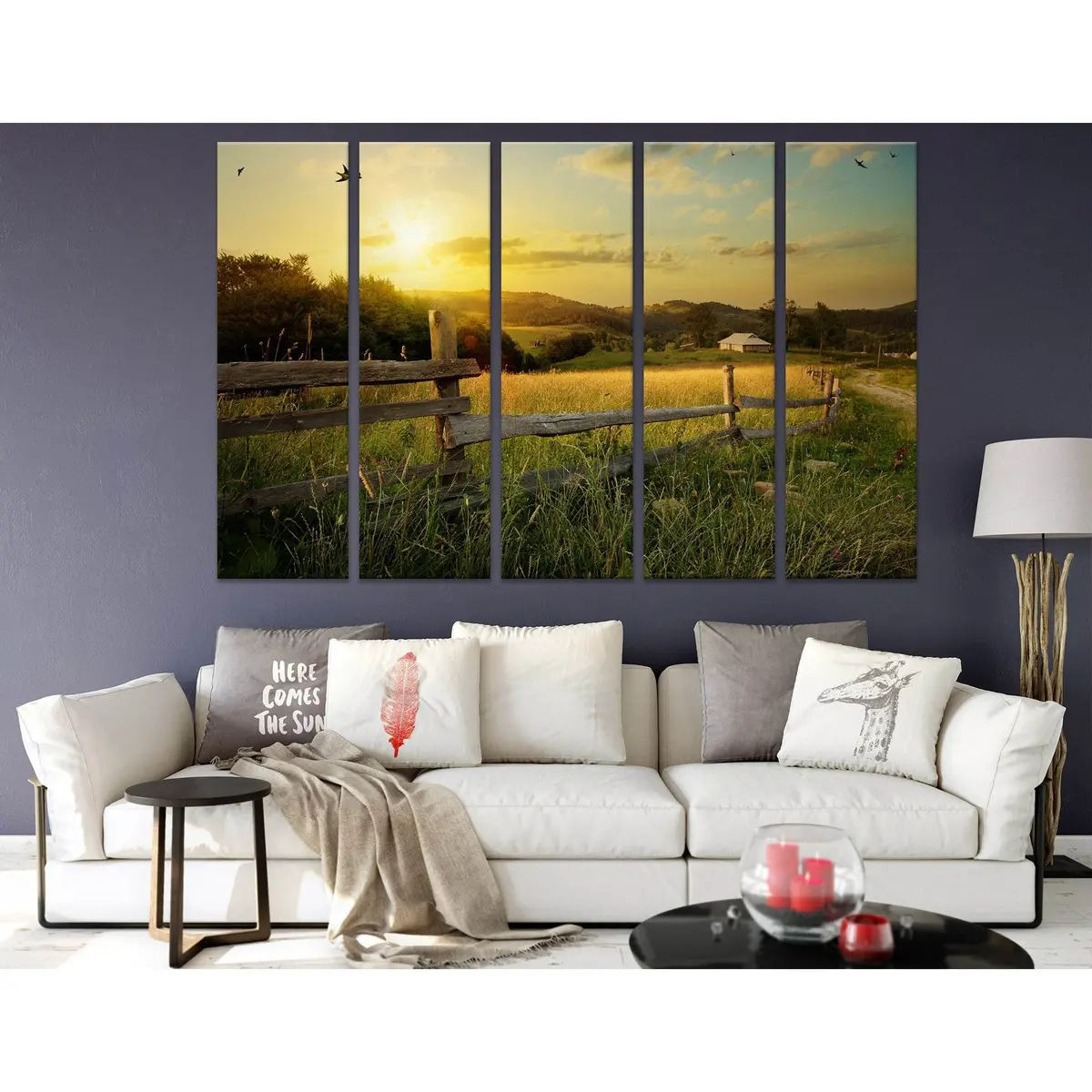 Serene Carpathian Farm Sunset Canvas Wall Art – Ready-to-Hang Print from Ukraine