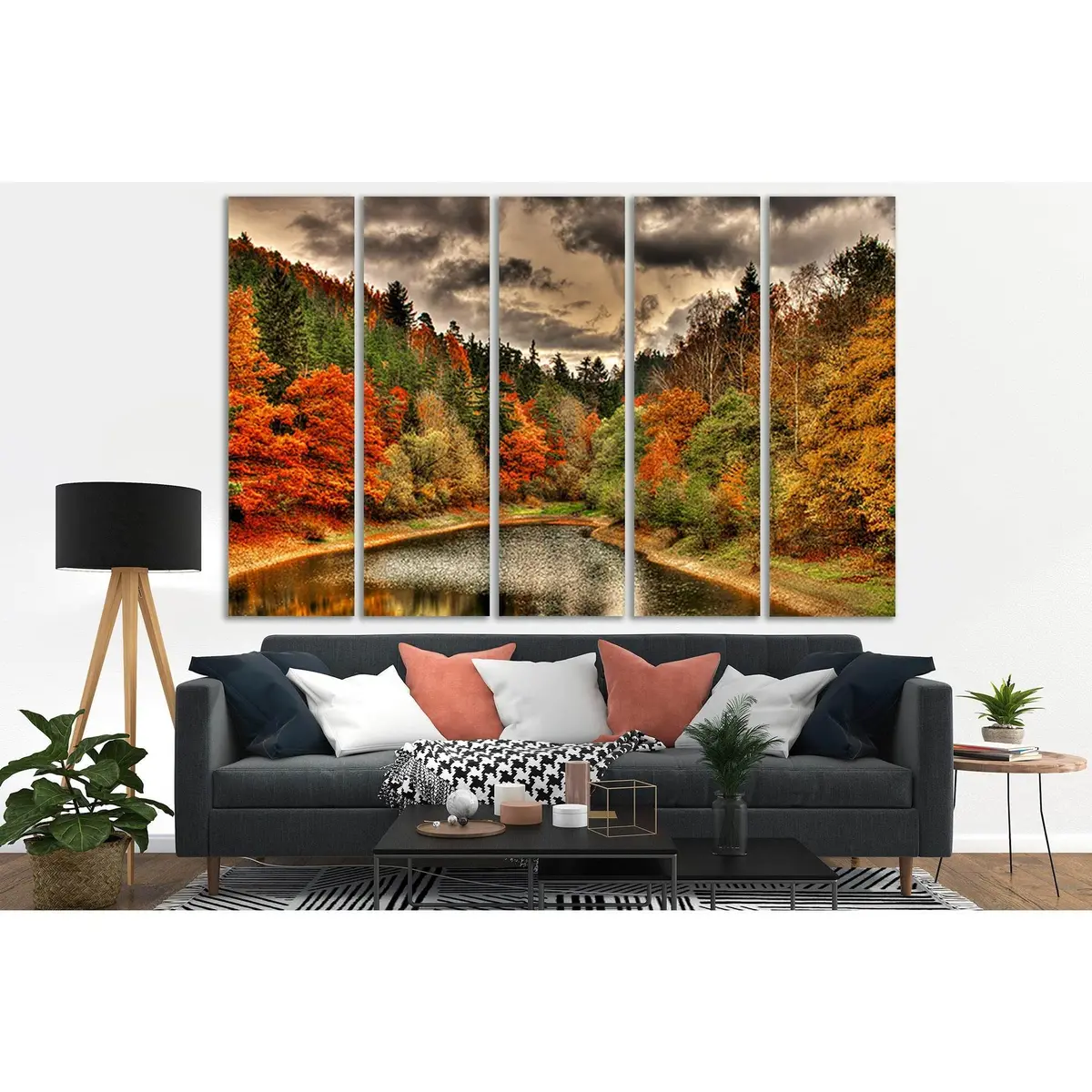 Premium Autumn Forest Lake Canvas Art №SL628 – Ready-to-Hang Wall Decor - Image 3