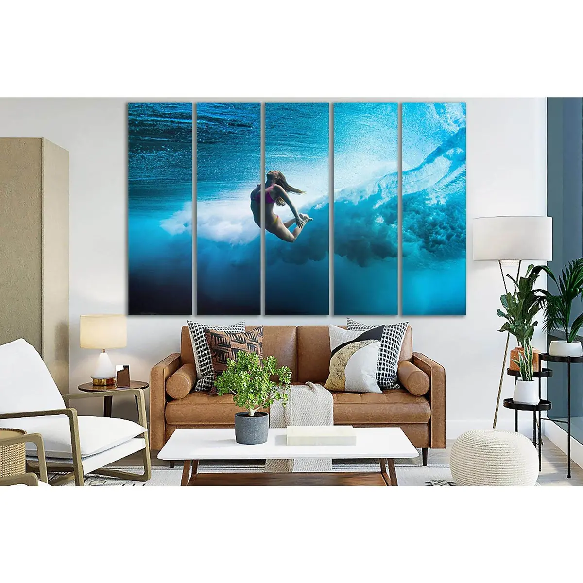 Underwater Woman Artwork №SL946 – Premium Ready-to-Hang Canvas Print - Image 3