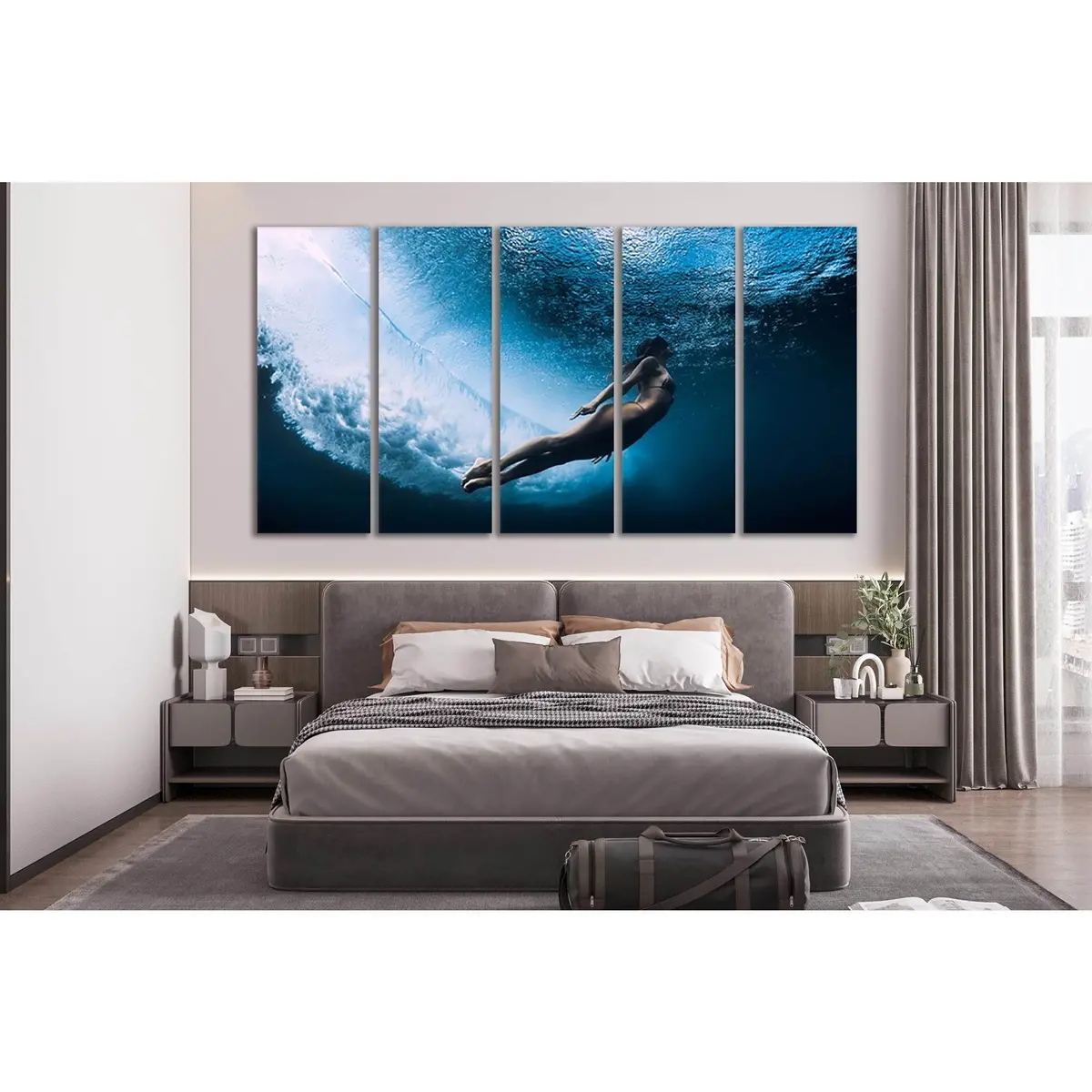 Underwater Girl Canvas Art Print №SL45 – Ready-to-Hang Wall Decor