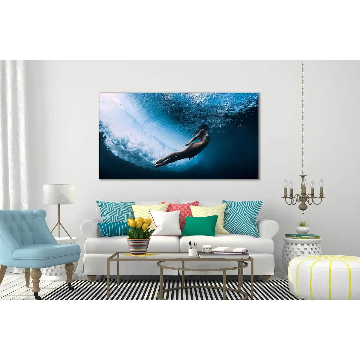 Beautiful Girl Under Water №Sl45 Ready To Hang Canvas Print 2