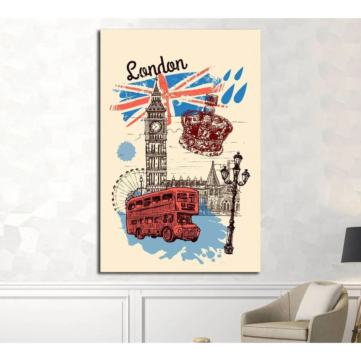 Beautiful Hand Drawn Vector Sketch Illustration London №4534 Ready To Hang Canvas Print 1