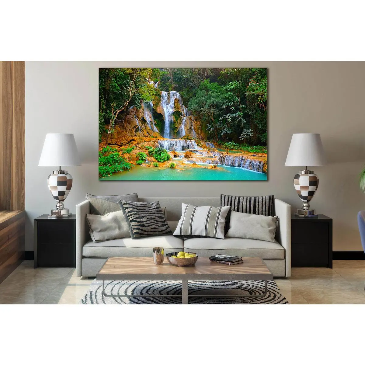 Beautiful Kuang Si Waterfall Laos №Sl466 Ready To Hang Canvas Print 1