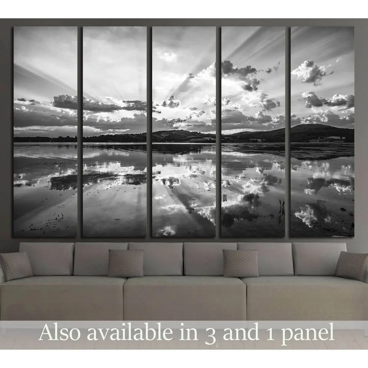 Serene Lake Monochrome Canvas Art Print №2693