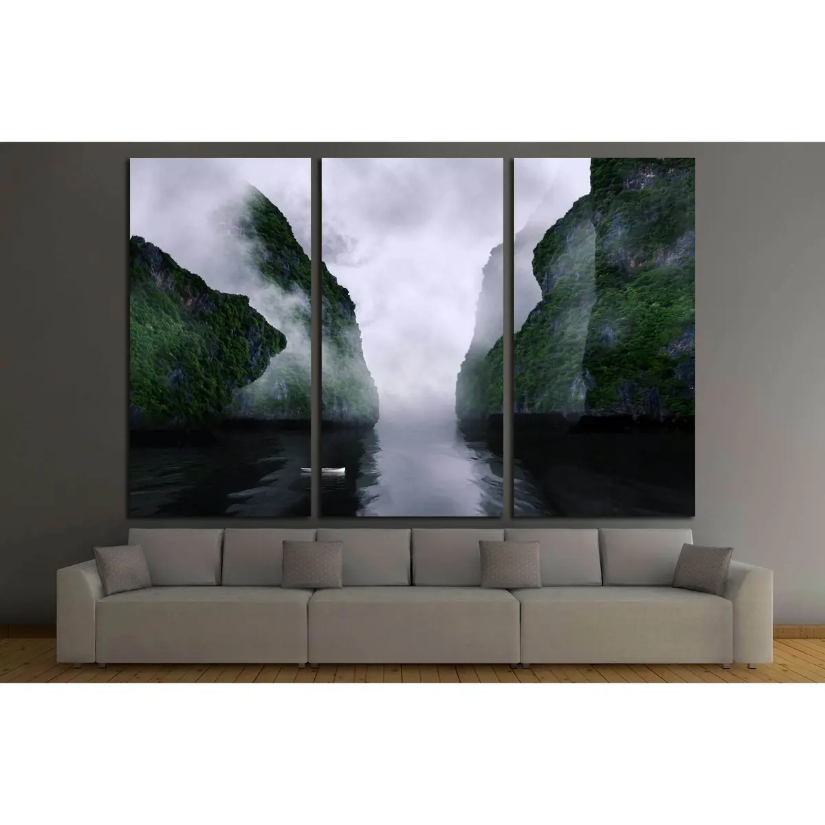Beautiful Landscape Of Foggy Mountain Valley №3177 Ready To Hang Canvas Print 5