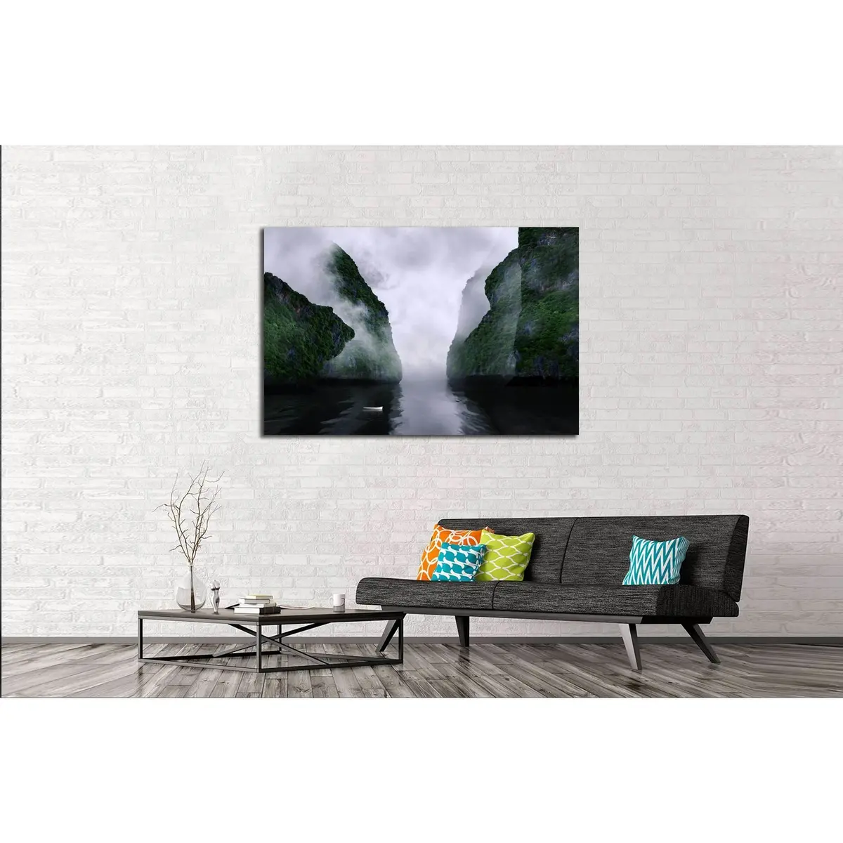 Beautiful Landscape Of Foggy Mountain Valley №3177 Ready To Hang Canvas Print 3