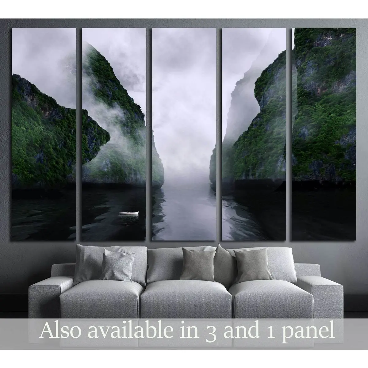 Fog-Draped Mountain Valley Canvas Art №3177 – Premium Ready-to-Hang Wall Decor
