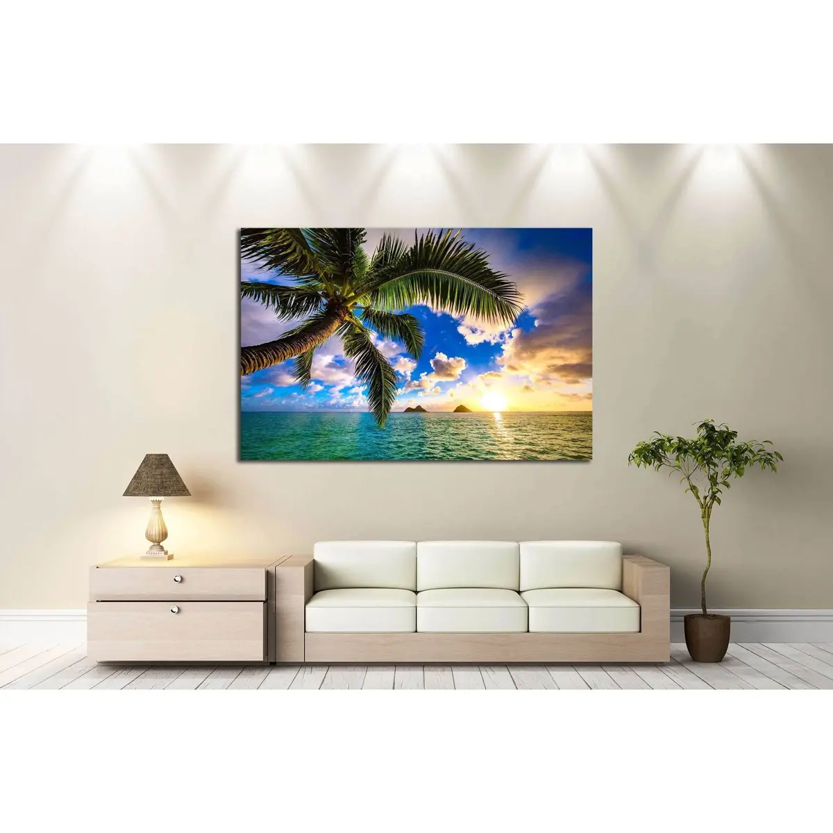 Beautiful Lanikai, Kailua Sunrise In Hawaii №2527 Ready To Hang Canvas Print 3
