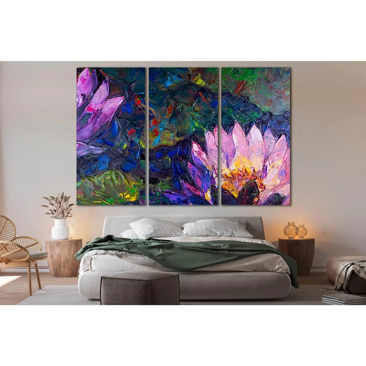 Beautiful Lotus Flower Oil Painting №Sl577 Ready To Hang Canvas Print 5