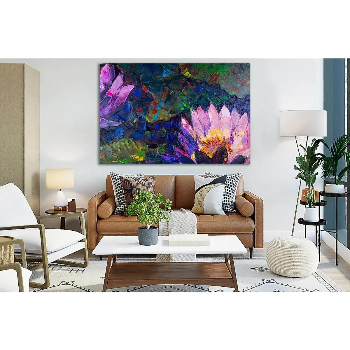 Beautiful Lotus Flower Oil Painting №Sl577 Ready To Hang Canvas Print 2