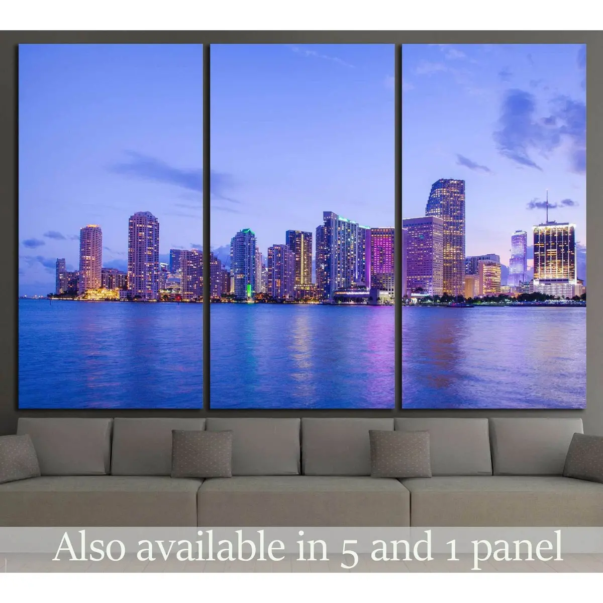 Beautiful Miami Florida Skyline №1107 Ready To Hang Canvas Print 5