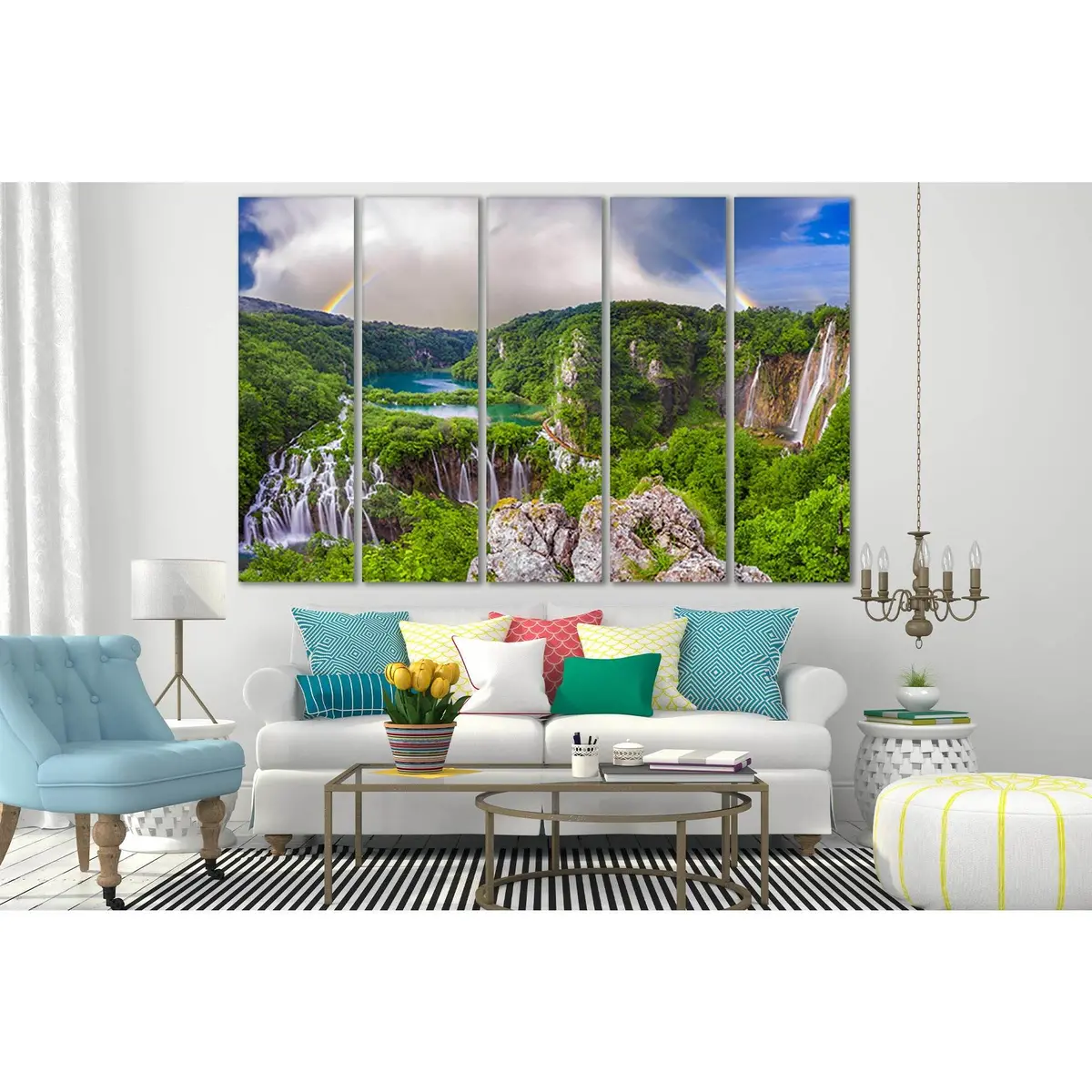 Serene Waterfall Morning Scene #SL494 – Premium Ready-to-Hang Canvas Art - Image 3