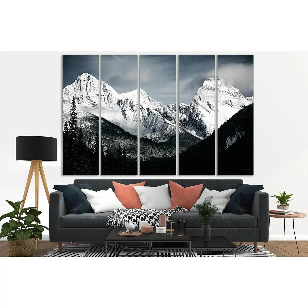 Premium Black-and-White Winter Mountains Canvas Art №SL857 – Ready-to-Hang Wall Decor - Image 3